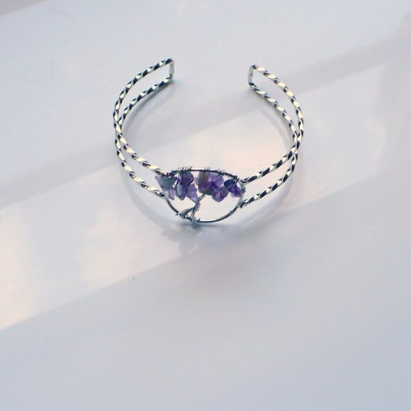 ❤️ Amethyst Tree of Life Silver Plated Bracelet - Picture 7 of 7